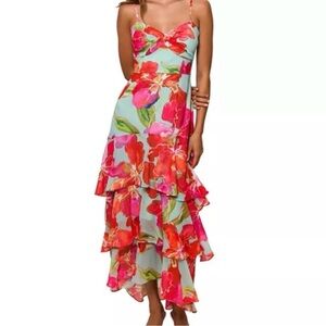 Hutch Kennedi Floral Ruffle Maxi Dress NWT